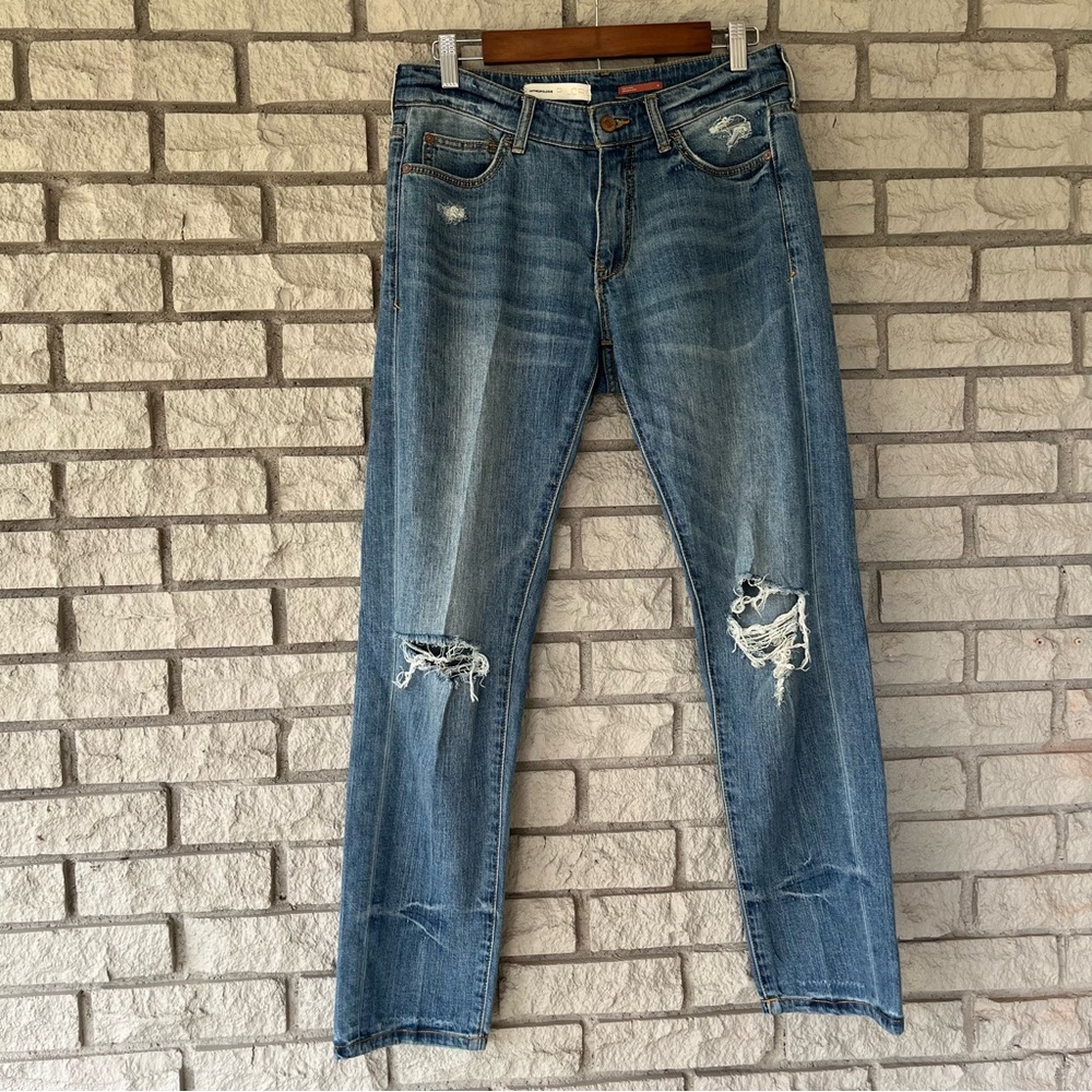Anthropologie Pilcro Medium Wash Distressed Slim Boyfriend Jeans Size 28